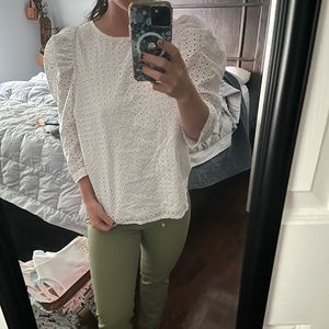 A New Day/White Bubble Sleeve Blouse